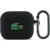 Lacoste Étui en silicone avec logo Croc pour AirPods Pro 3, noir