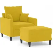 vidaXL Fauteuil avec pouf jaune 60 cm velours