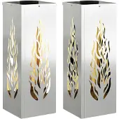 vidaXL Lampada solaire LED pour chemin, lot de 2, lumière blanche chaude, 18 x 18 x 50 cm