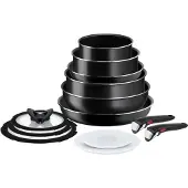 Tefal Ingenio Easy ON Set de casseroles et poêles, 13 pièces, empilable, poignée amovible, peu encombrant, antiadhésif, non compatible avec l'induction, noir