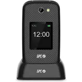 SPC Harmony 2 - Téléphone portable 4G pour seniors avec grosses touches, écran anti-rayures (2,8"+1,77"), touche d'appel d'urgence, volume 104dB et compatible avec les appareils auditifs - Noir