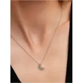 Pandora Collier pendentif croissant de lune, (Argent 925)