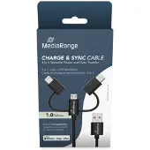 MediaRange MRCS246 3-in-1 Kabel, micro USB, USB-C und Lightning, sw