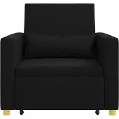 vidaXL Canapé Lit Simple avec des roues Noir 90 x 165 x 87 cm tissu