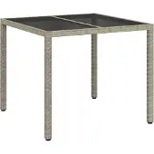 vidaXL Table de jardin Grise 90 x 90 x 75 cm en polyrotin