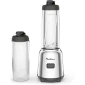 Moulinex LM15FD10 Mini-mixeur 2 bouteilles à emporter en Tritan de haute qualité, compact, lames amovibles, facile à nettoyer