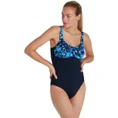 Speedo Contourlustre Shaping Swimsuit Bleu UK 32 Femme