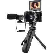 Ginza.se Vlogging-Set caméra VLG-4k avec objectif grand angle trépied Powerbank - appareil photo numérique - 24 MP