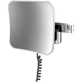 Emco LED miroir de rasage et de maqu'illage, grossissement 5x, rectangulaire, double bras articulé, câble spiralé, prise, 109513351