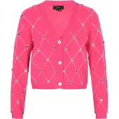 Faina Cardigan bleu roi / fuchsia / rouge foncé / argent