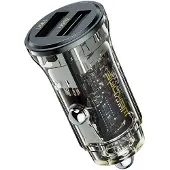 WEKOME Car charger 2xUSB-A Fast Charging black, Adaptateur pour véhicule, Transparent, Noir