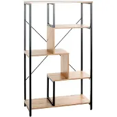 Haku Étagère , 4 tablettes supportant chacune jusqu'à 40 kg, L 740 x P 350 x H 1320 mm, acier/bois, noir/décor chêne clair