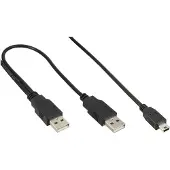 InLine 33107X Câble USB Mini-Y, 2x A mâle à Mini-B mâle (5 broches), 1,0m