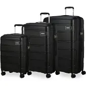 American Tourister Set de 3 valises avec poignée réglable, Valise, Noir