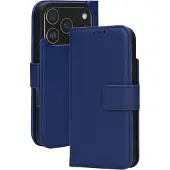 Mobiparts Leather Wallet Case Apple iPhone 17 Pro Blue (MagSafe Compatible) (Apple iPhone 17 Pro), Coque pour téléphone portable, Bleu