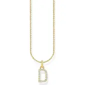 Thomas Sabo Chaîne avec pendentif lettre D plaqué or, (Argent 925, Argent 925, Argent sterling 925, 45 cm)