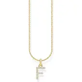 Thomas Sabo Chaîne avec pendentif lettre F doré, (Argent 925, Argent 925)