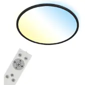 Briloner Plafonnier LED ultra-plat Backlight dimmable CCT noir 31W Ø48cm