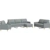 vidaXL Ensemble de canapés 4 pcs avec repose-pied gris clair tissu