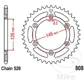 Jt 520 Jtr808.44 Steel Rear Sprocket Argenté 44t