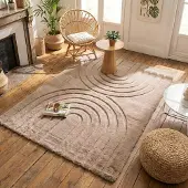FRAAI Tapis doux à poils longs | Carvy Arches Taupe | 140x200cm | Taupe | Rectangulaire | Tapis