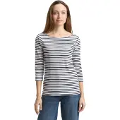 Tom Tailor T-shirt bleu marine / blanc cassé