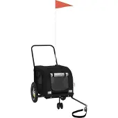 vidaXL Remorque pour vélo Chiens Noir Tissu Oxford et fer