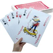 Relaxdays Cartes à jouer Jumbo, 54 cartes XXL, 28 x 21 cm, revêtement imperméable, cartes géantes, poker, rami, multicolores