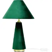 Relaxdays Lampe de table , abat-jour en velours et pied en métal, E14, HD 47 x 30 cm, lampe de chevet avec câble, chambre à coucher, vert foncé/doré