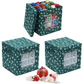 Relaxdays Boîtes pour boules de Noël, lot de 3 (3x, 33 x 33 x 33 cm)