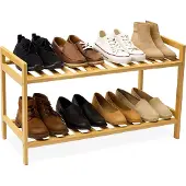 Merkloos Etagère à chaussures empilable - 40x69x27 cm - bambou
