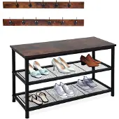 Relaxdays GmbH Schuhregal mit Garderobe Set (80 x 30 x 45 cm)