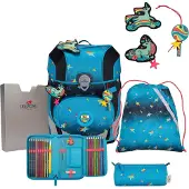 DERDIEDAS sac d'école ErgoFlex Tiny Exklusiv LED Schulranzenset 5 pièces Rainbow Star turquoise
