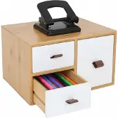 Relaxdays Schubladenbox Bambus mit Schlaufen