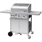 LUND Gril à gaz 12,8 kW, 3+1 brûleurs, acier inoxydable