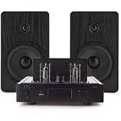 AVCOM Vintage Style Amplifier with 5" Passive Speakers Black