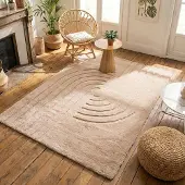 FRAAI Tapis doux à poils longs - Carvy Curves Taupe | 160x230 cm | Rectangulaire | Pile haute