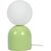 Relaxdays Lampe de table , pied en céramique et abat-jour en verre, G9, H x P : 21 x 11 cm, lampe de chevet avec câble, chambre à coucher, vert/blanc