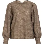 Vila Fina O-neck Top Long Sleeve Blouse Marron M Femme