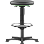 BIMOS Tabouret Allround, similicuir, avec patins et repose-pieds circulaire, anneau de (56 - 81 cm)