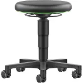 BIMOS Tabouret Allround, similicuir, avec roulettes, anneau de couleur vert. (45 - 65 cm)