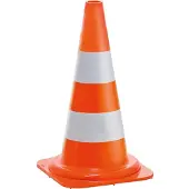Wemas Cône de signalisation 500mm, 2 bandes blanches, orange vif