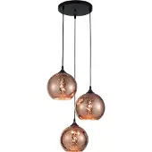 Nova Luce Suspension Blaze Verre cuivré à 3 lumières