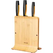 Fiskars Functional Form Bloc en bambou avec trois couteaux 1057553