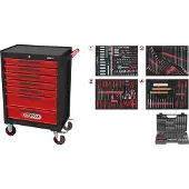 Ks Tools ECOline NOIR/ROUGE Chariot d'atelier avec 7 tiroirs