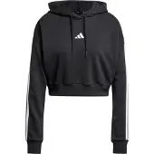 Adidas Sweat de sport 'ESSENTIALS 3-STRIPES FRENCH TERRY CROPPED' noir / blanc