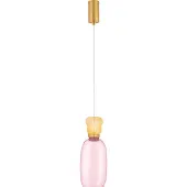 Nova Luce Pluma - lampe suspendue - Ø 15 x 179 cm - 9W LED inclus - or, jaune brillant et verre rose