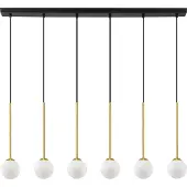 Nova Luce Savoy - lampe suspendue - 100 x 160 x 11 cm - satin doré, noir mat et blanc opale