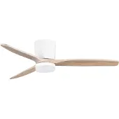 Nova Luce Aloa - ventilateur de plafond avec lumière et télécommande - Ø 132 x 27,5 cm - 18W LED inclus - blanc sablé et bois naturel
