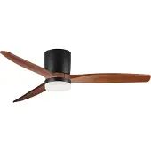 Nova Luce Aloa - ventilateur de plafond avec lumière et télécommande - Ø 132 x 27,5 cm - 18W LED inclus - noir sablé et bois foncé